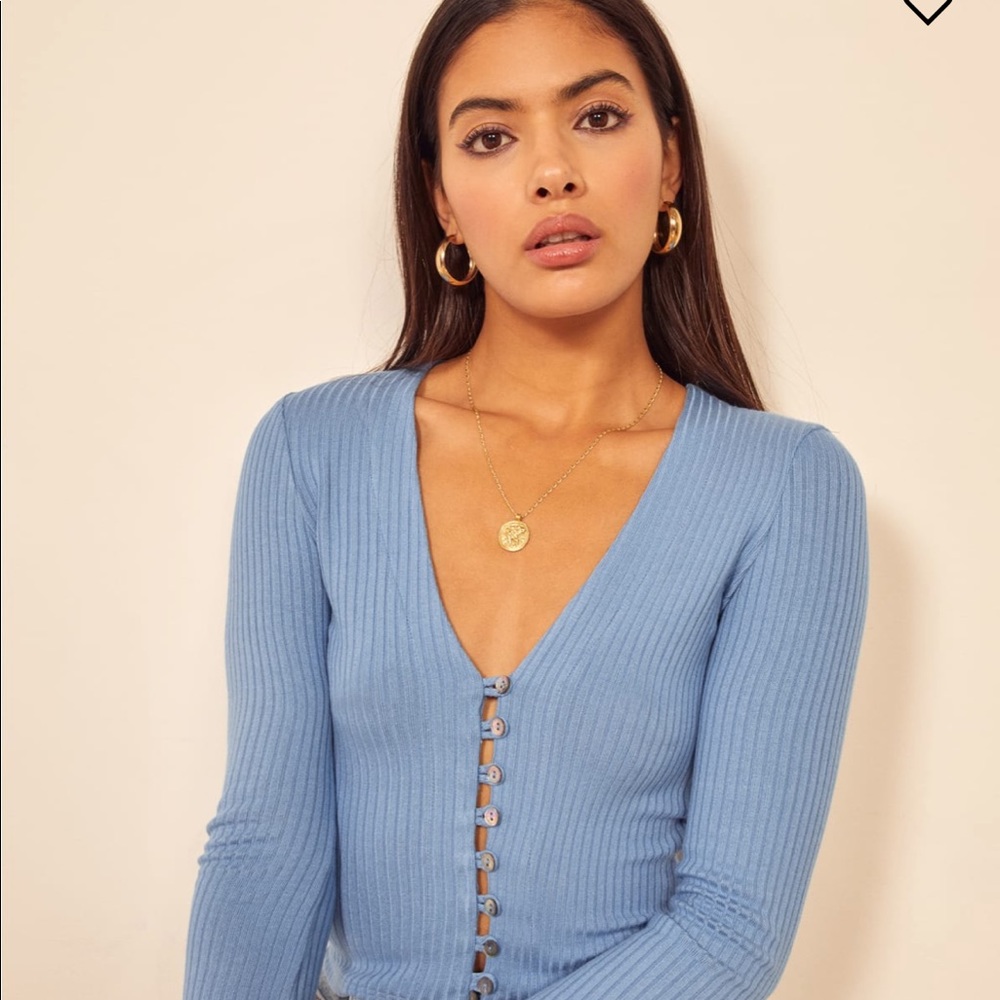 Blue Reformation button down long sleeve. Size 4.